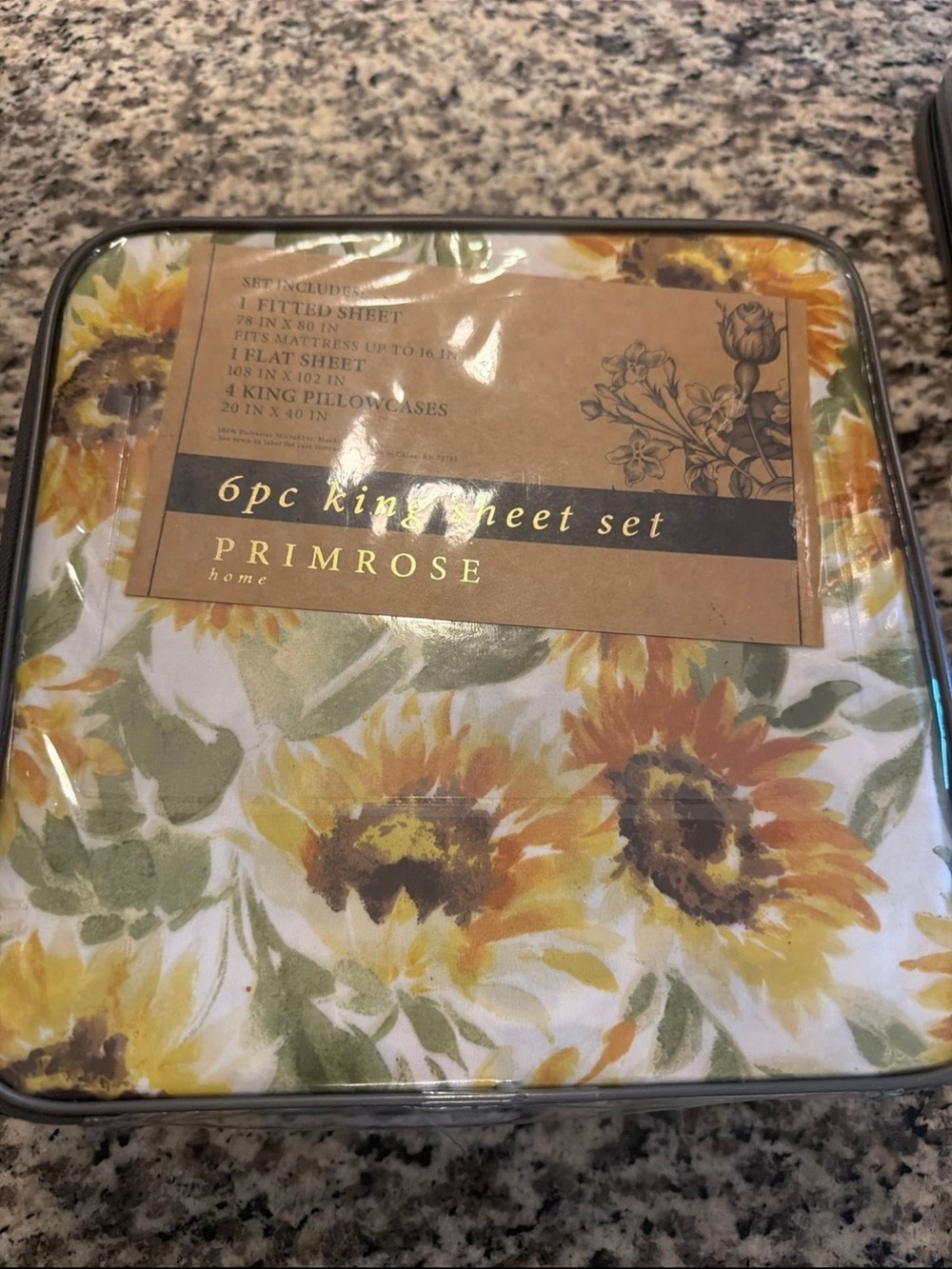 Primrose fall Sunflower 6pc King Sheet Set - Yellow & Green Floral